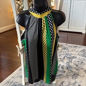 SHEIN Black, Green, and Yellow Polka Dot Halter Top